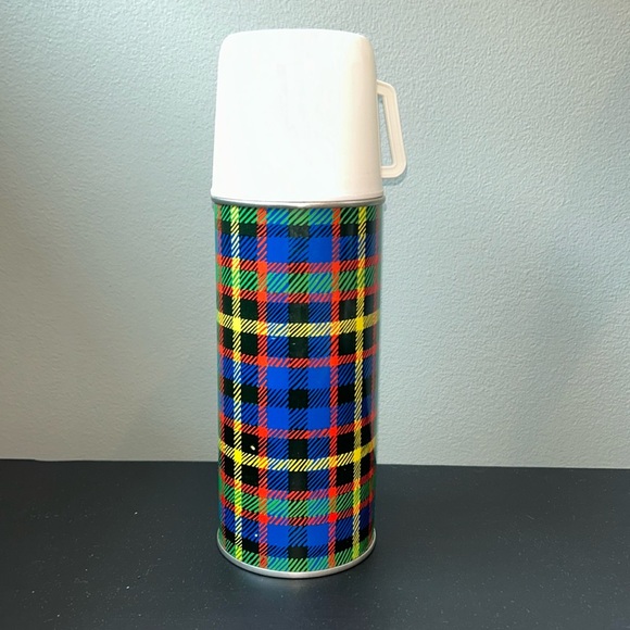 Vintage Vacco Tartan Plaid Thermos Flask. Made in England. - Picture 1 of 7